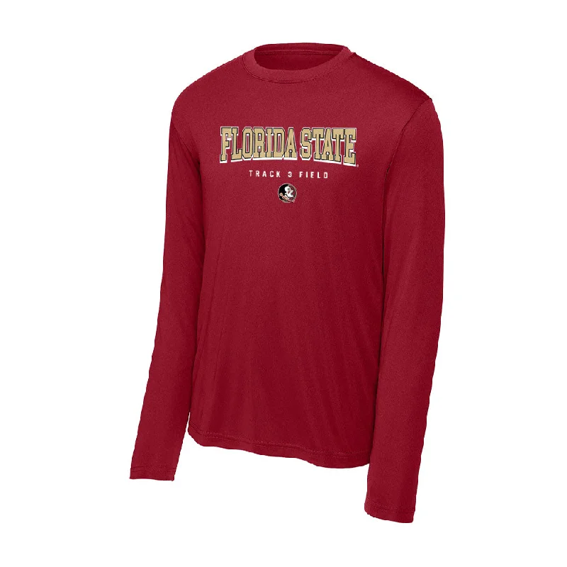 FSU - NCAA Women's Track & Field : Zee Curtis - Activewear Long Sleeve T-Shirt-- Lace Blend Ribbed Blend Corduroy Blend FSU - NCAA Women's Track & Field : Zee Curtis - Activewear Long Sleeve T-Shirt-- Lace Blend Ribbed Blend Corduroy Blend