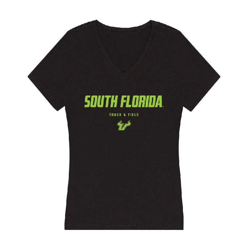 USF - NCAA Women's Track & Field : Amenda Saint Louis - Women's V-Neck T-Shirt-- Plaid T-Shirt Polka Dot Checkered USF - NCAA Women's Track & Field : Amenda Saint Louis - Women's V-Neck T-Shirt-- Plaid T-Shirt Polka Dot Checkered