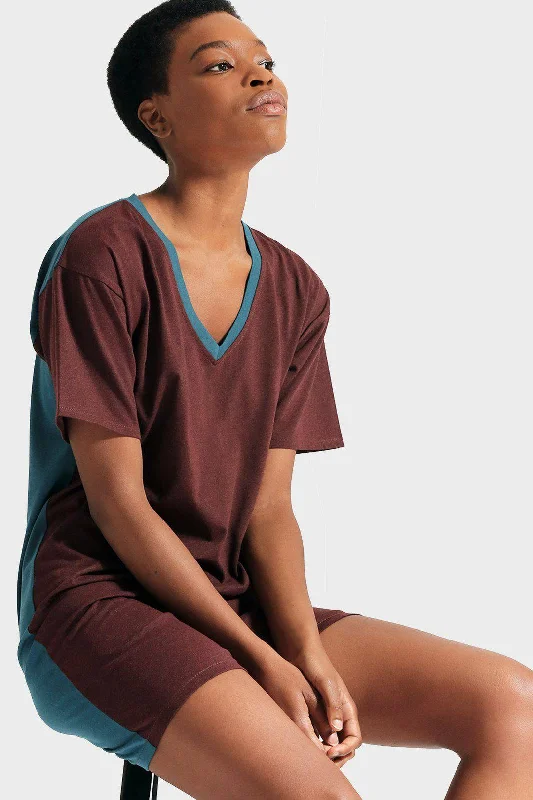 Luna T-Shirt Dress-- Hooded Caped Shawl Collar