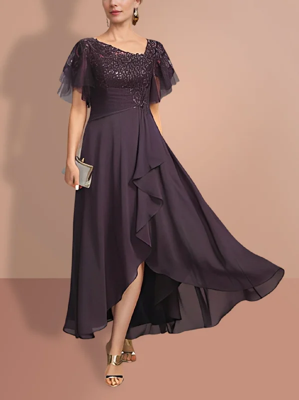 A-Line/Princess Short Sleeves Asymmetrical Mother of the Bride Dresses Tunics Luxurious high-end A-Line/Princess Short Sleeves Asymmetrical Mother of the Bride Dresses Tunics Luxurious high-end