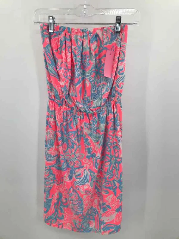 Pre-Owned Lilly Pulitzer Pink Size XS Short Strapless Dress Tunics Bridal satin