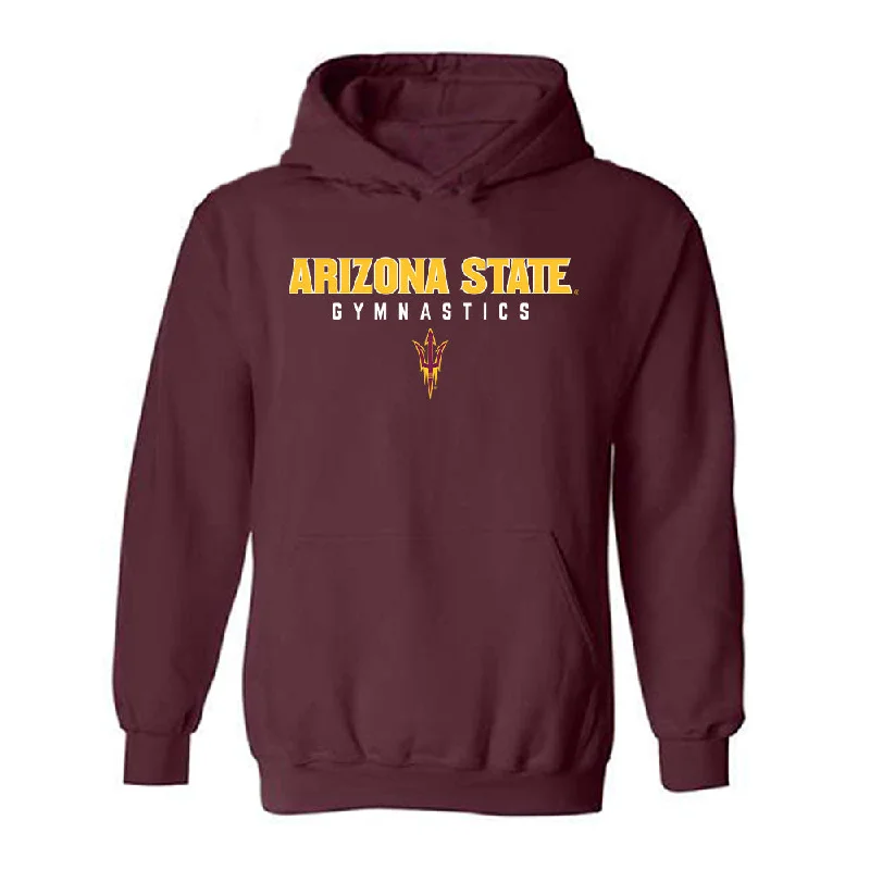 Arizona State - NCAA Women's Gymnastics : Chavala Shepard - Classic Shersey Hooded Sweatshirt Hoodie with Hem Applique Textured Unique Arizona State - NCAA Women's Gymnastics : Chavala Shepard - Classic Shersey Hooded Sweatshirt Hoodie with Hem Applique Textured Unique