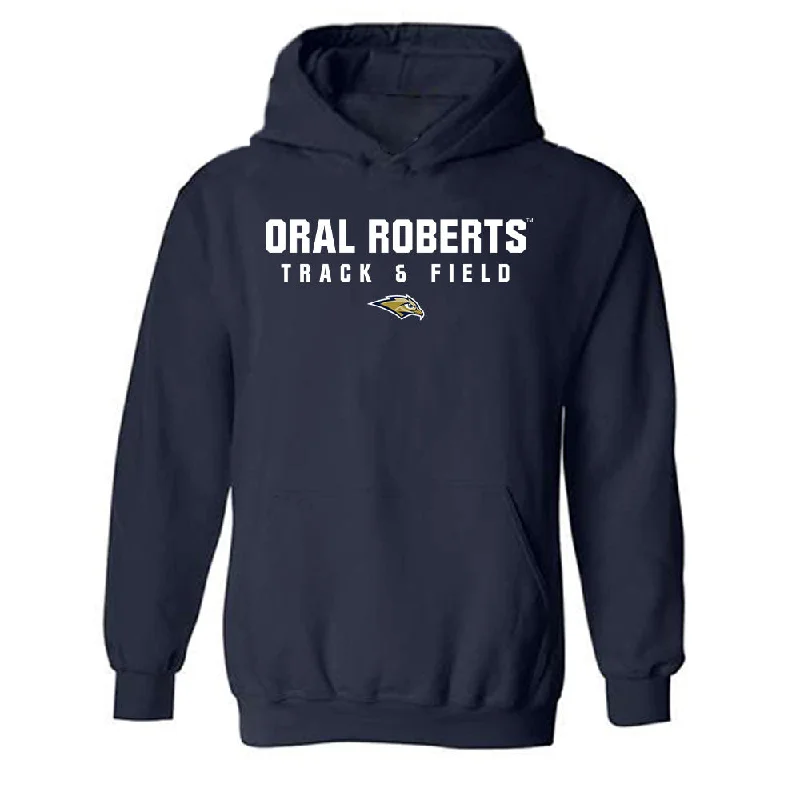 Oral Roberts - NCAA Women's Track & Field : Destiny Downing - Classic Shersey Hooded Sweatshirt Hoodie with Hem Embroidery Detailed Premium Oral Roberts - NCAA Women's Track & Field : Destiny Downing - Classic Shersey Hooded Sweatshirt Hoodie with Hem Embroidery Detailed Premium