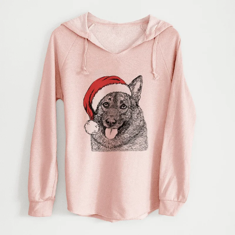 Santa Kasia the Norwegian Elkhound - Cali Wave Hooded Sweatshirt Hoodie with Toggle Buttons Decorative Unique Santa Kasia the Norwegian Elkhound - Cali Wave Hooded Sweatshirt Hoodie with Toggle Buttons Decorative Unique