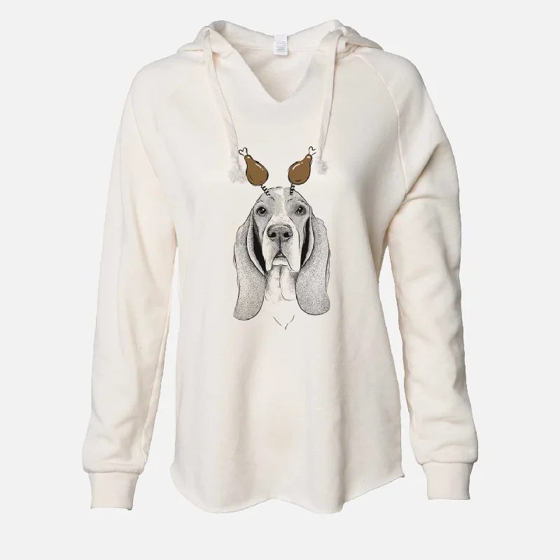 Thanksgiving Buckley the Basset Hound - Cali Wave Hooded Sweatshirt Hoodie with Snap Buttons Easy Quick