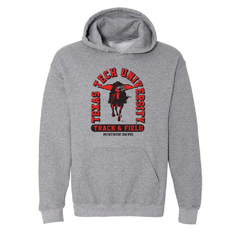 Texas Tech - NCAA Women's Track & Field : McKenzie Davis - Classic Fashion Shersey Hooded Sweatshirt Hoodie with Velcro Closure Adjustable Secure Texas Tech - NCAA Women's Track & Field : McKenzie Davis - Classic Fashion Shersey Hooded Sweatshirt Hoodie with Velcro Closure Adjustable Secure