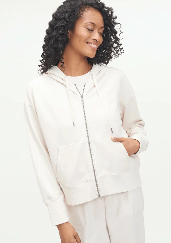 Splendid - Georgie Zip Hoodie in Ivory cream Hoodie with Fur Luxurious Winter
