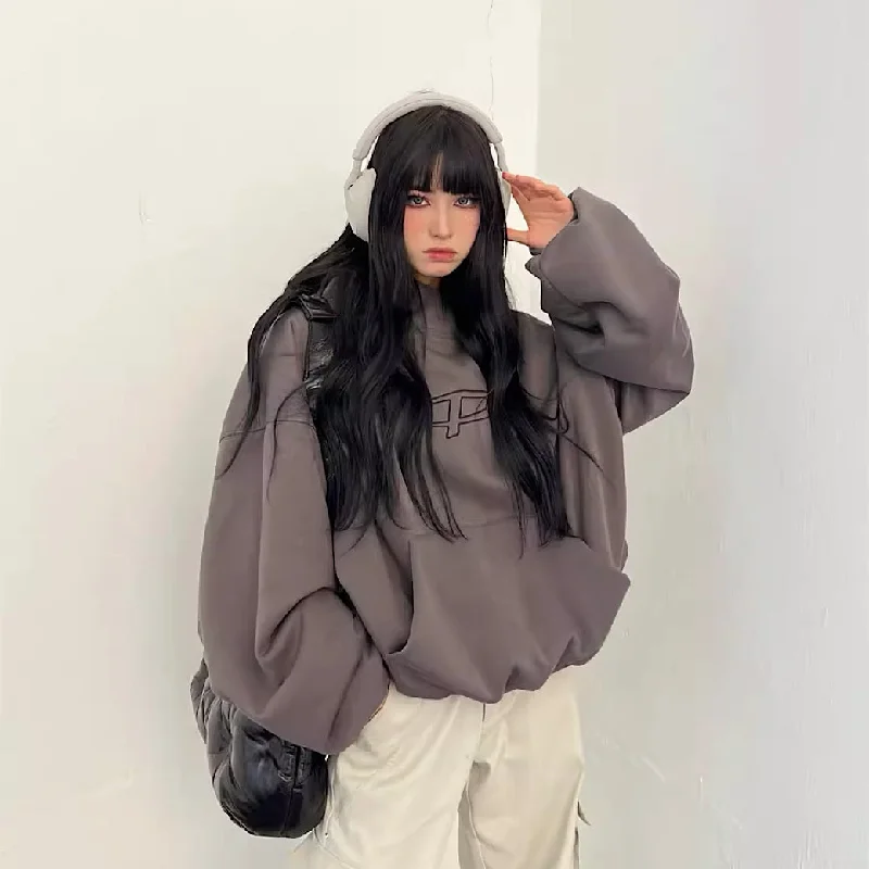 Plumped Oversized Logo Hoodie Hoodie with Bell Sleeves Flared Feminine