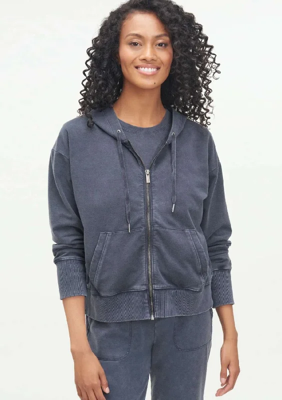 Splendid - Georgie Zip Hoodie in Navy Hoodie with Lining Warm Insulated