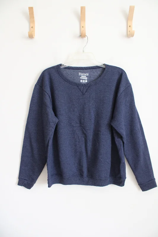 Hanes ComfortBlend Soft Sweats Blue Sweatshirt | XL Hoodie with High-Low Hem Asymmetrical Trendy Hanes ComfortBlend Soft Sweats Blue Sweatshirt | XL Hoodie with High-Low Hem Asymmetrical Trendy