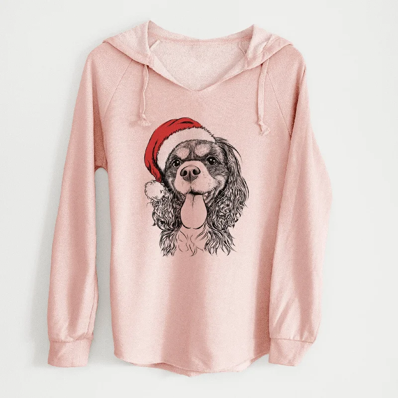 Santa Elizabeth the Cavalier King Charles Spaniel - Cali Wave Hooded Sweatshirt Hoodie with Distressed Vintage Worn