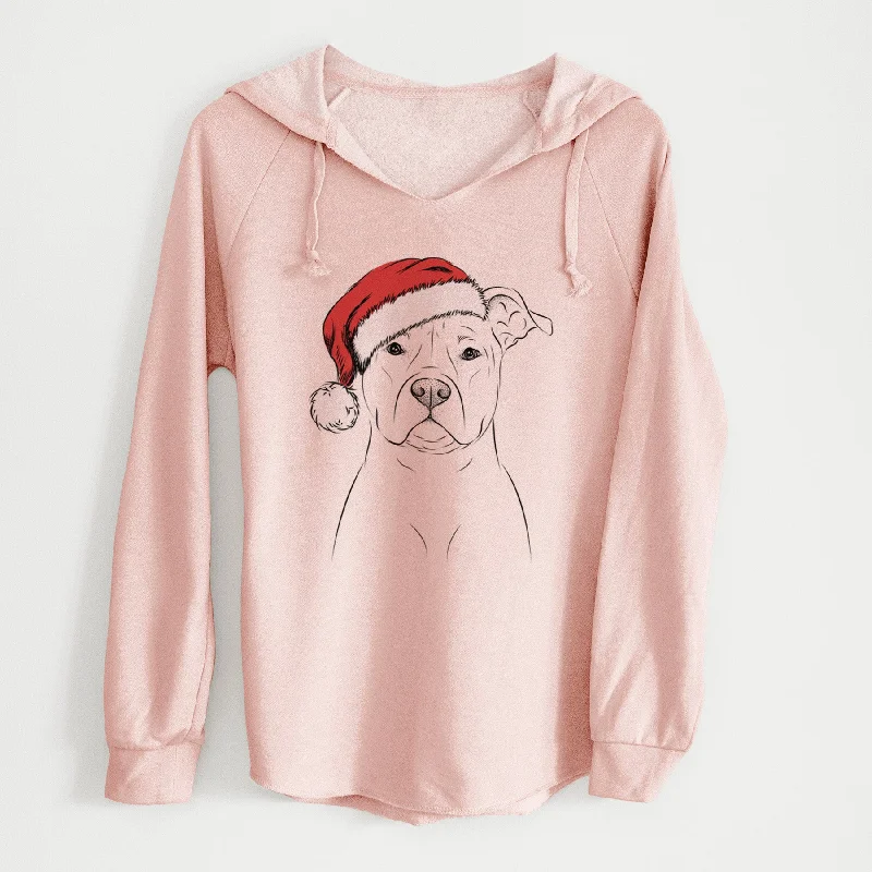Santa Jethro the American Staffordshire Terrier - Cali Wave Hooded Sweatshirt Hoodie with Hem Detail Decorative Unique Santa Jethro the American Staffordshire Terrier - Cali Wave Hooded Sweatshirt Hoodie with Hem Detail Decorative Unique
