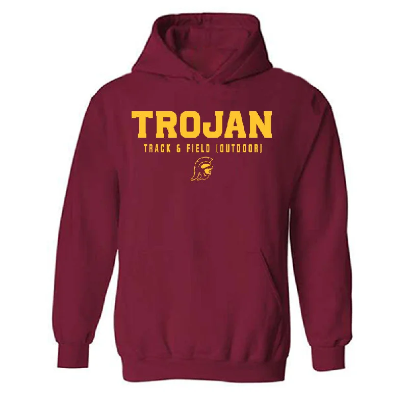 USC - NCAA Women's Track & Field : Ahnyx bush - Classic Shersey Hooded Sweatshirt Hoodie with Applique Textured Unique