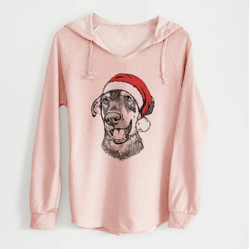 Santa Jet the Mixed Breed - Cali Wave Hooded Sweatshirt Hoodie with Hem Ribbing Snug Secure Santa Jet the Mixed Breed - Cali Wave Hooded Sweatshirt Hoodie with Hem Ribbing Snug Secure