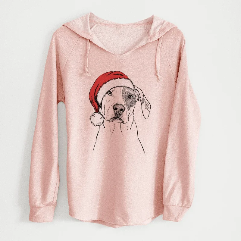 Santa Julio the Dogo Argentino Mix - Cali Wave Hooded Sweatshirt Hoodie with Tied Waist Feminine Flattering Santa Julio the Dogo Argentino Mix - Cali Wave Hooded Sweatshirt Hoodie with Tied Waist Feminine Flattering