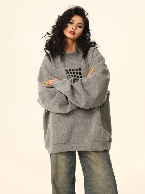 Oversized Graphic Crewneck Sweatshirt Hoodie with Relaxed Fit Easy Casual