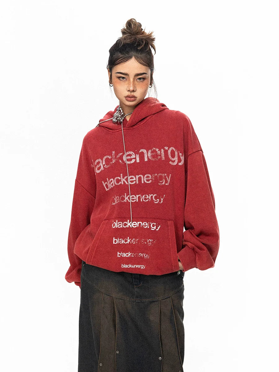 Washed Logo Hoodie Hoodie with Set-In Sleeves Structured Classic