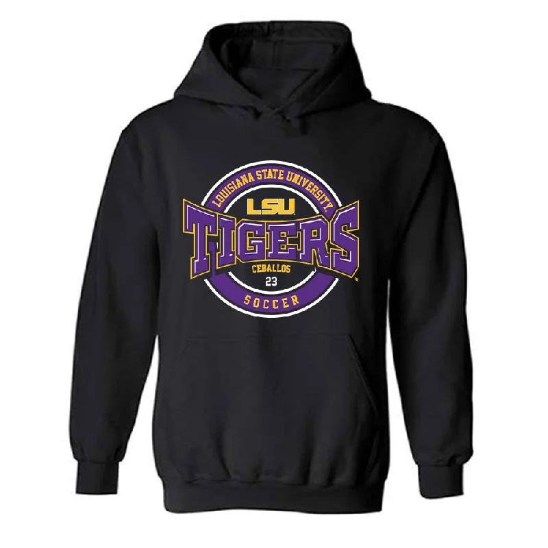 LSU - NCAA Women's Soccer : Gabbi Ceballos - Classic Fashion Shersey Hooded Sweatshirt Hoodie with Raw Hem Edgy Unfinished