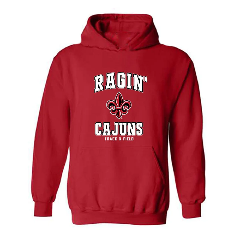 Louisiana - NCAA Women's Track & Field : Juliana Courville - Generic Shersey Hooded Sweatshirt Hoodie with Mock Neck Collared Structured