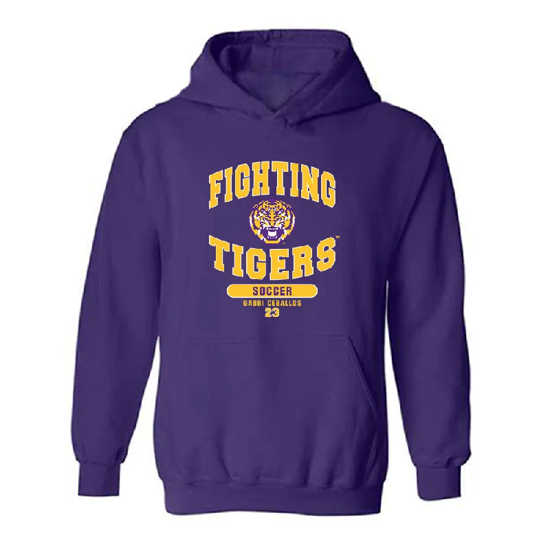 LSU - NCAA Women's Soccer : Gabbi Ceballos - Classic Fashion Shersey Hooded Sweatshirt Hoodie with Zipper Placket Modern Functional LSU - NCAA Women's Soccer : Gabbi Ceballos - Classic Fashion Shersey Hooded Sweatshirt Hoodie with Zipper Placket Modern Functional