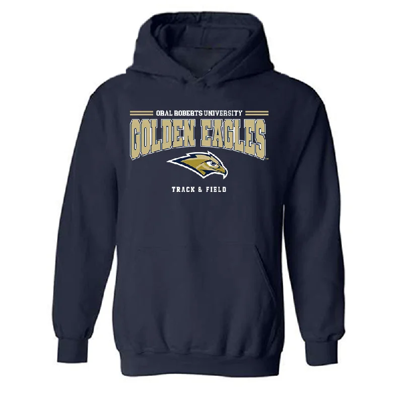 Oral Roberts - NCAA Women's Track & Field : Destiny Downing - Classic Shersey Hooded Sweatshirt Hoodie with Hem Patch Decorative Personalized Oral Roberts - NCAA Women's Track & Field : Destiny Downing - Classic Shersey Hooded Sweatshirt Hoodie with Hem Patch Decorative Personalized