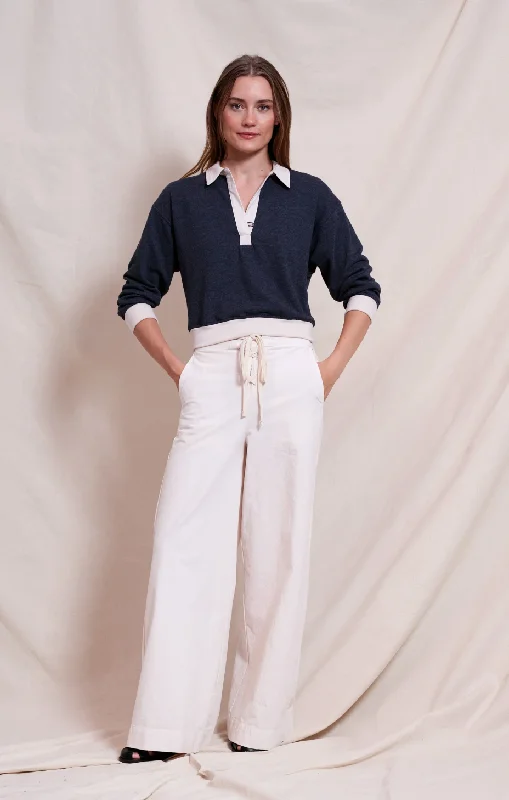 Polo Sweatshirt Hoodie with Side Slits Relaxed Casual