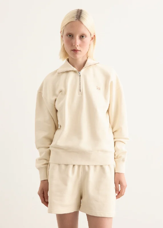 Baby Fox Patch Half Zip Sweatshirt Hoodie with Snap Buttons Easy Quick
