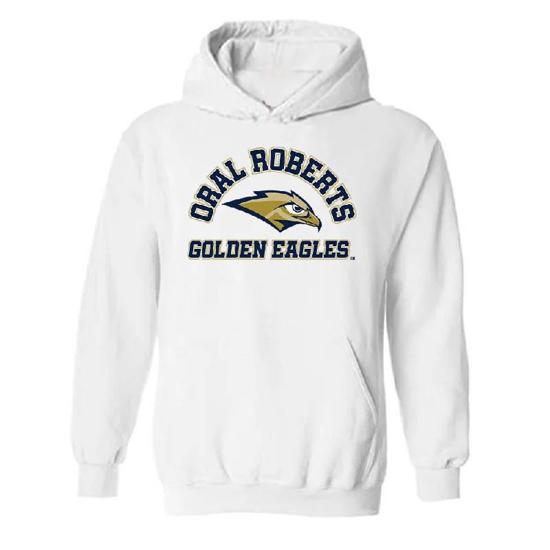 Oral Roberts - NCAA Women's Track & Field : Destiny Downing - Generic Shersey Hooded Sweatshirt Hoodie with Hem Applique Textured Unique Oral Roberts - NCAA Women's Track & Field : Destiny Downing - Generic Shersey Hooded Sweatshirt Hoodie with Hem Applique Textured Unique