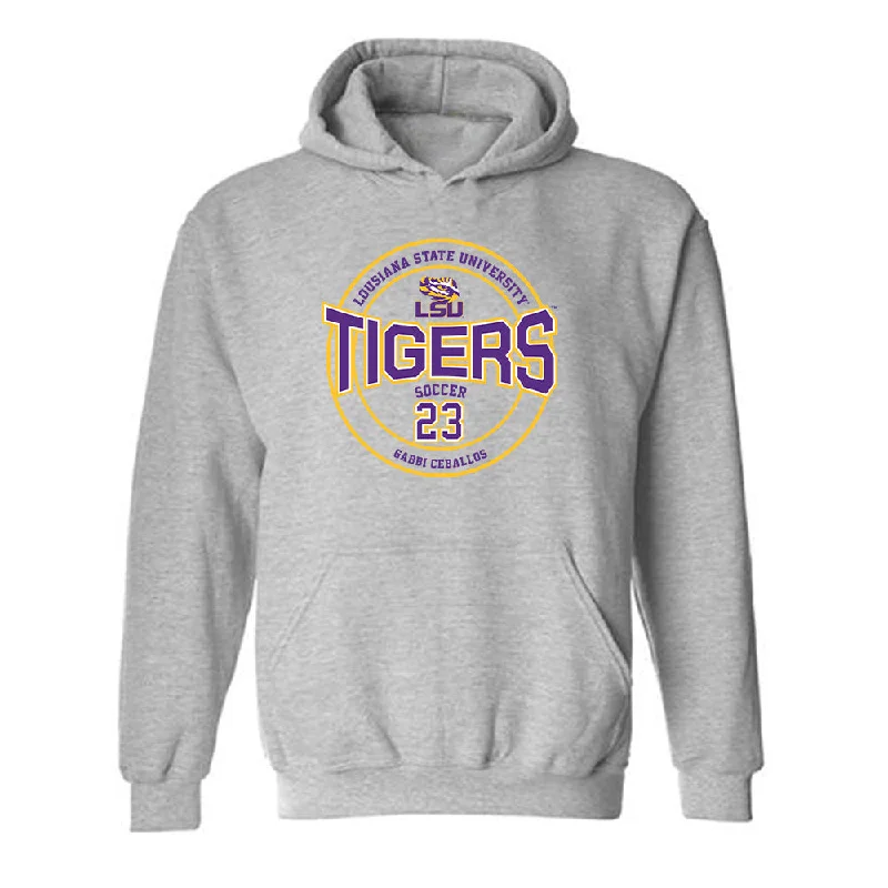 LSU - NCAA Women's Soccer : Gabbi Ceballos - Classic Fashion Shersey Hooded Sweatshirt Hoodie with Slim Fit Tailored Modern LSU - NCAA Women's Soccer : Gabbi Ceballos - Classic Fashion Shersey Hooded Sweatshirt Hoodie with Slim Fit Tailored Modern