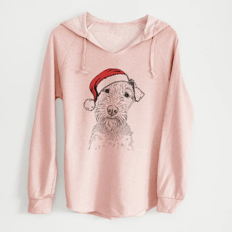 Santa Kiara the Welsh Terrier - Cali Wave Hooded Sweatshirt Hoodie with Zipper Placket Modern Functional Santa Kiara the Welsh Terrier - Cali Wave Hooded Sweatshirt Hoodie with Zipper Placket Modern Functional