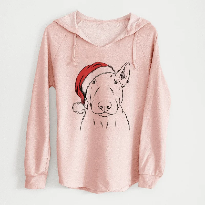Santa Jett the Bull Terrier - Cali Wave Hooded Sweatshirt Hoodie with Back Slit Movement Comfort Santa Jett the Bull Terrier - Cali Wave Hooded Sweatshirt Hoodie with Back Slit Movement Comfort