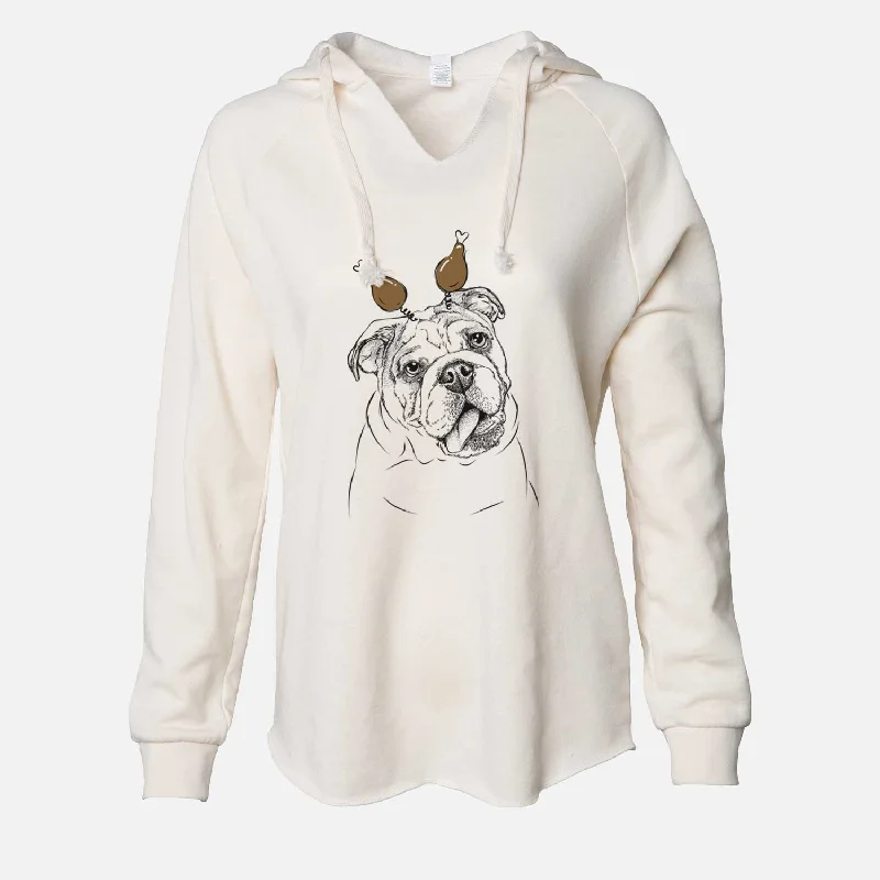 Thanksgiving Benson the English Bulldog - Cali Wave Hooded Sweatshirt Hoodie with Crew Neck Simple Timeless Thanksgiving Benson the English Bulldog - Cali Wave Hooded Sweatshirt Hoodie with Crew Neck Simple Timeless