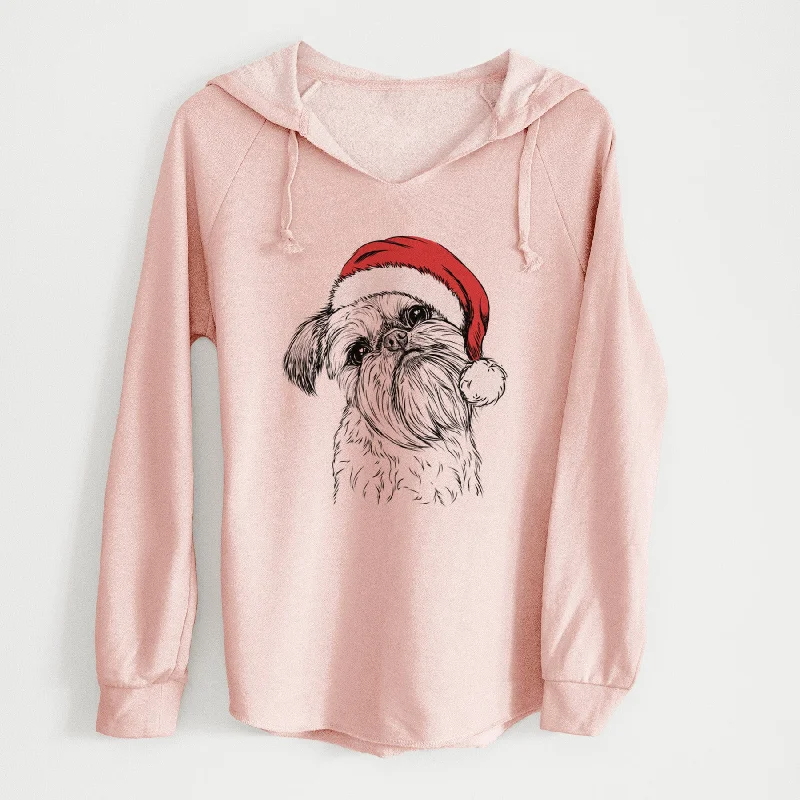 Santa Jasper Joe the Brussels Griffon - Cali Wave Hooded Sweatshirt Hoodie with Hem Applique Textured Unique Santa Jasper Joe the Brussels Griffon - Cali Wave Hooded Sweatshirt Hoodie with Hem Applique Textured Unique