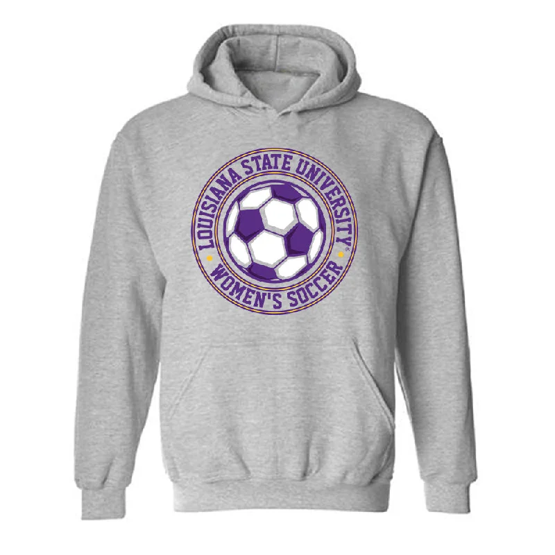 LSU - NCAA Women's Soccer : Ava Amsden - Generic Shersey Hooded Sweatshirt Hoodie with Distressed Vintage Worn