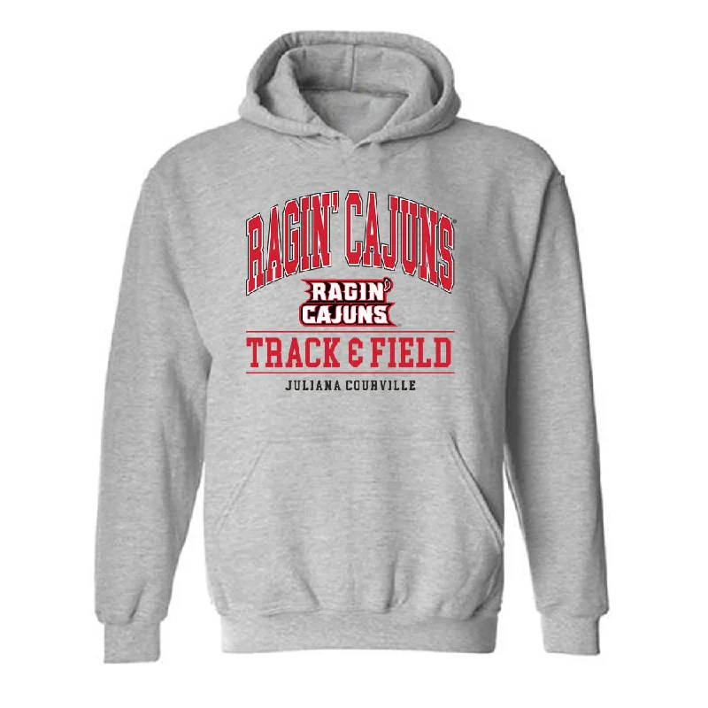 Louisiana - NCAA Women's Track & Field : Juliana Courville - Classic Shersey Hooded Sweatshirt Hoodie with Ribbed Neckline Snug Warm Louisiana - NCAA Women's Track & Field : Juliana Courville - Classic Shersey Hooded Sweatshirt Hoodie with Ribbed Neckline Snug Warm