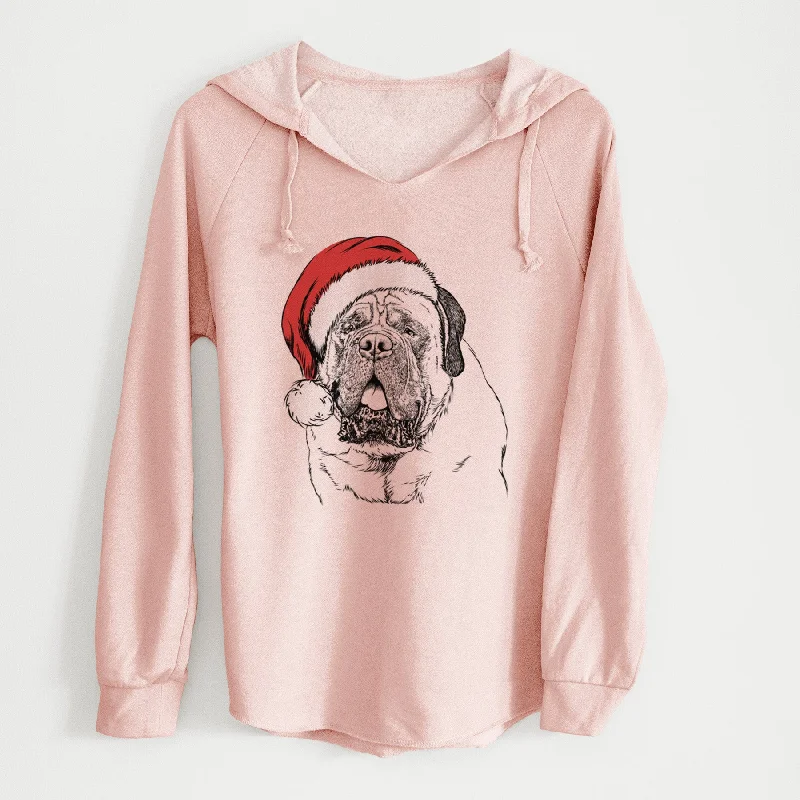 Santa Jed the English Mastiff - Cali Wave Hooded Sweatshirt Hoodie with Hem Lace Feminine Delicate Santa Jed the English Mastiff - Cali Wave Hooded Sweatshirt Hoodie with Hem Lace Feminine Delicate