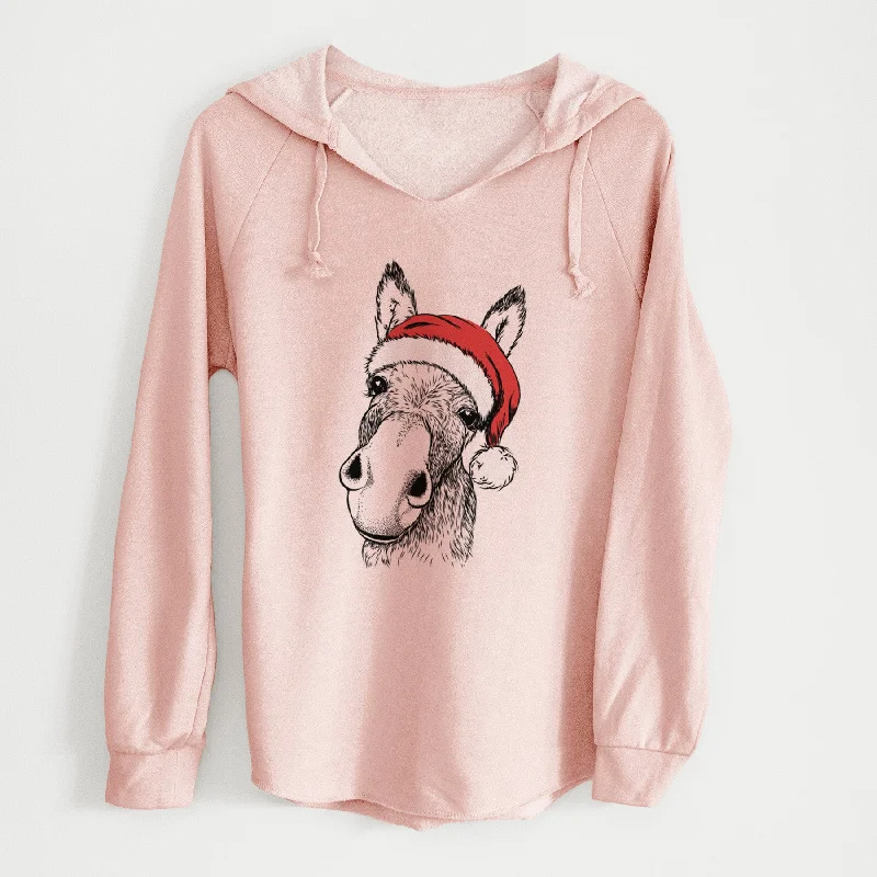 Santa Jenny the Donkey - Cali Wave Hooded Sweatshirt Hoodie with Hem Elastic Stretchable Comfortable Santa Jenny the Donkey - Cali Wave Hooded Sweatshirt Hoodie with Hem Elastic Stretchable Comfortable