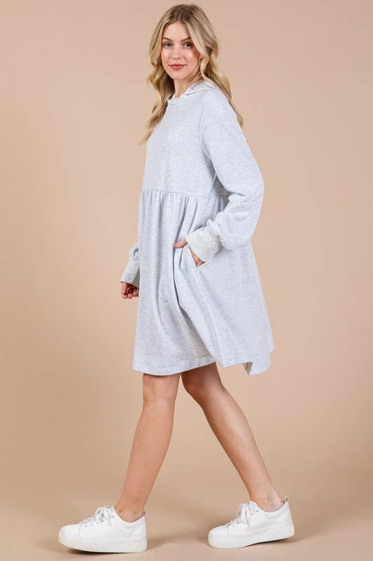 Sweatshirt hooded dress with pocket Hoodie with Hem Patch Decorative Personalized