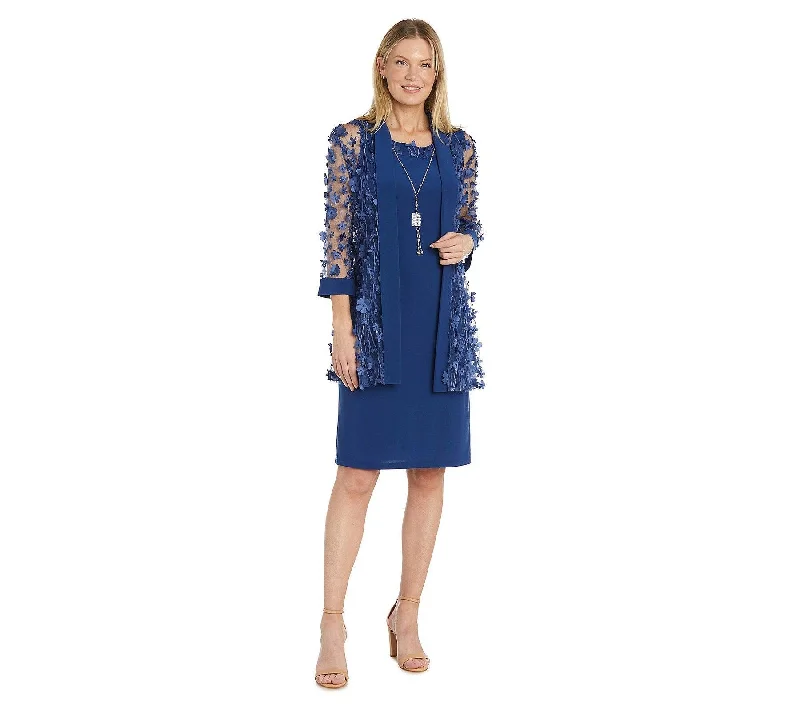 R&M Richards 9733 Short Floral Print Jacket Dress Snapped Jacket Toggled Jacket Drawstring Jacket