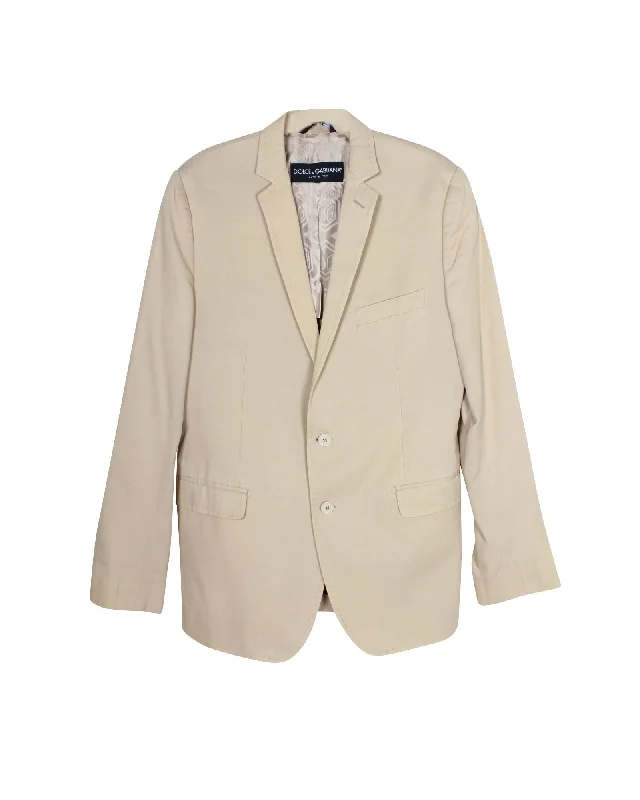 Dolce & Gabbana Tailored Single Breasted Blazer in Beige Cotton Women's Designer Suit Dolce & Gabbana Tailored Single Breasted Blazer in Beige Cotton Women's Designer Suit