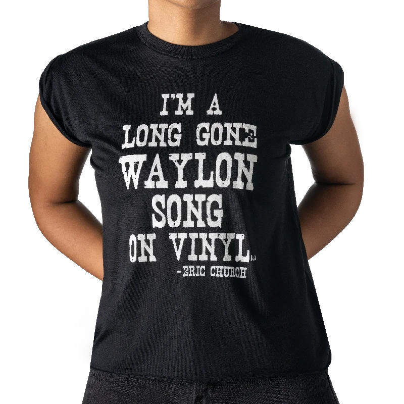 Ladies Long Gone Waylon Song Rolled Sleeve Tank flirty tank top