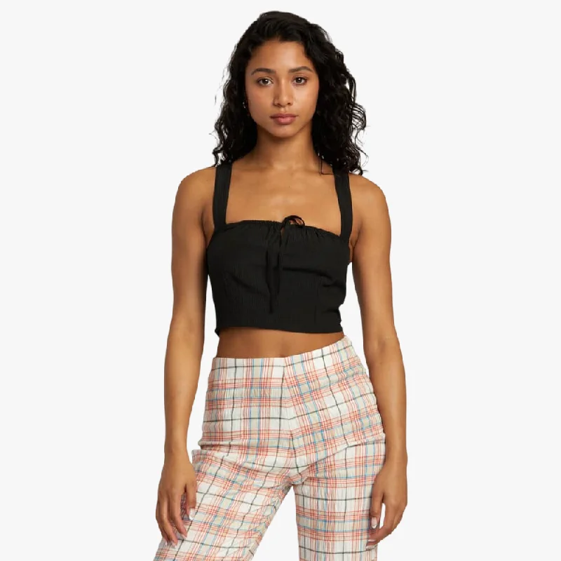 Rvca Womens Bella Tank Top Black soft pink tank