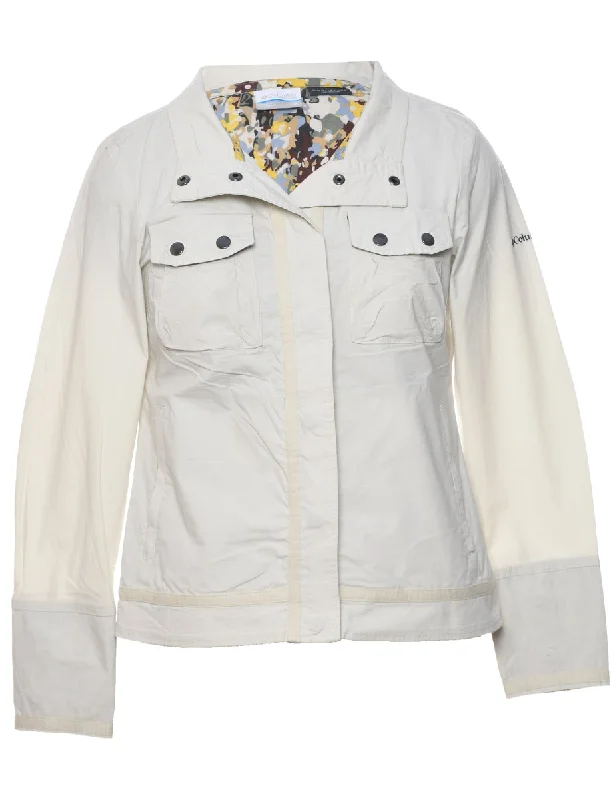 Columbia Beige Jacket - M Nylon Fabric Polyester Fabric Spandex Fabric