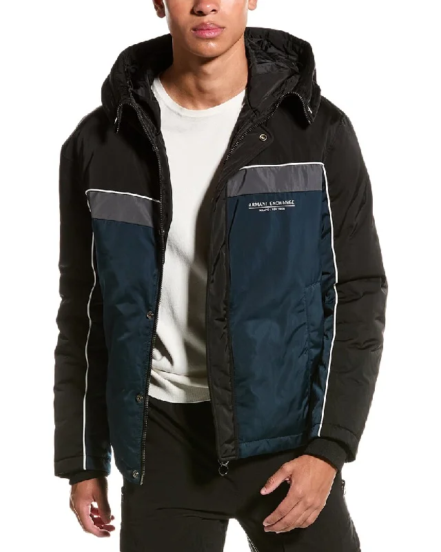 Armani Exchange Colorblock Coat Print Jacquard Embroidered