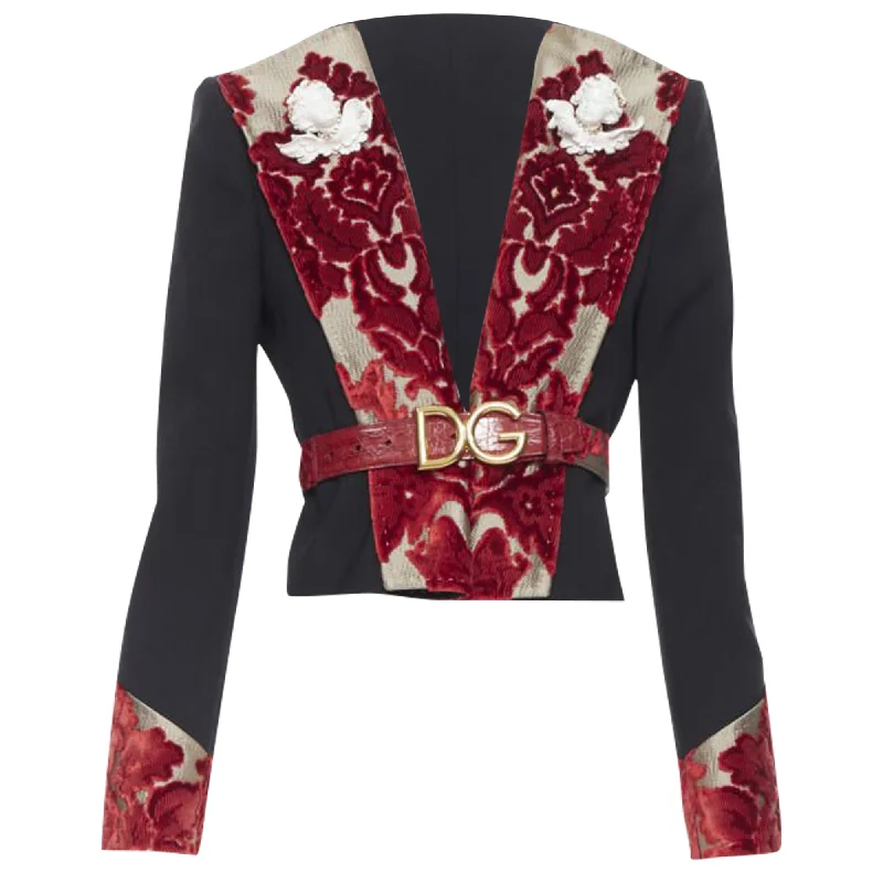 Dolce & Gabbana wool velvet brooch belted blazer Slim Fit Blazer
