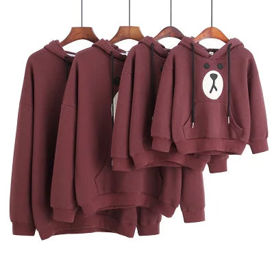 Family Matching Thick Hooded Sweater Bear Face Hooded Sweater Collared Sweater Shawl Collar Family Matching Thick Hooded Sweater Bear Face Hooded Sweater Collared Sweater Shawl Collar