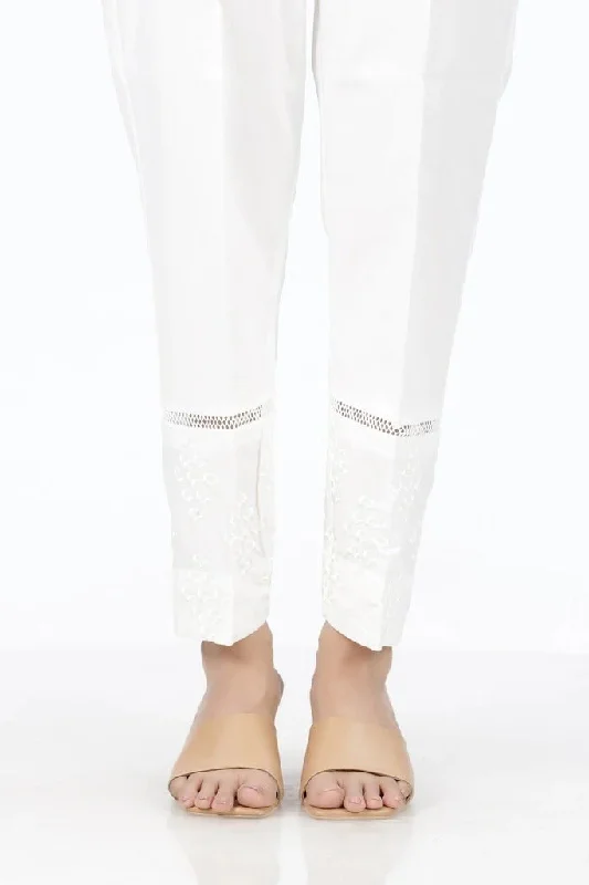Lakhany 01 Piece Cambric Trousers LSM-T-2525-White Trousers chic fashionable
