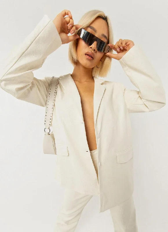 In The Mix Blazer - Ivory Snakeskin Women's Solid Blazer