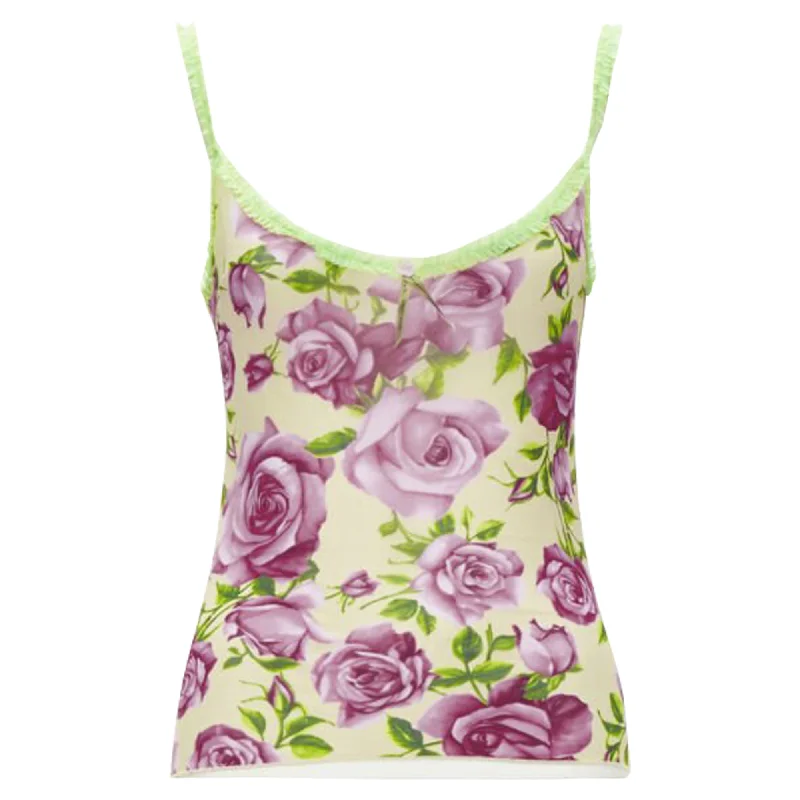 Dolce & Gabbana rose ruffle trim cami tank top chic tank top