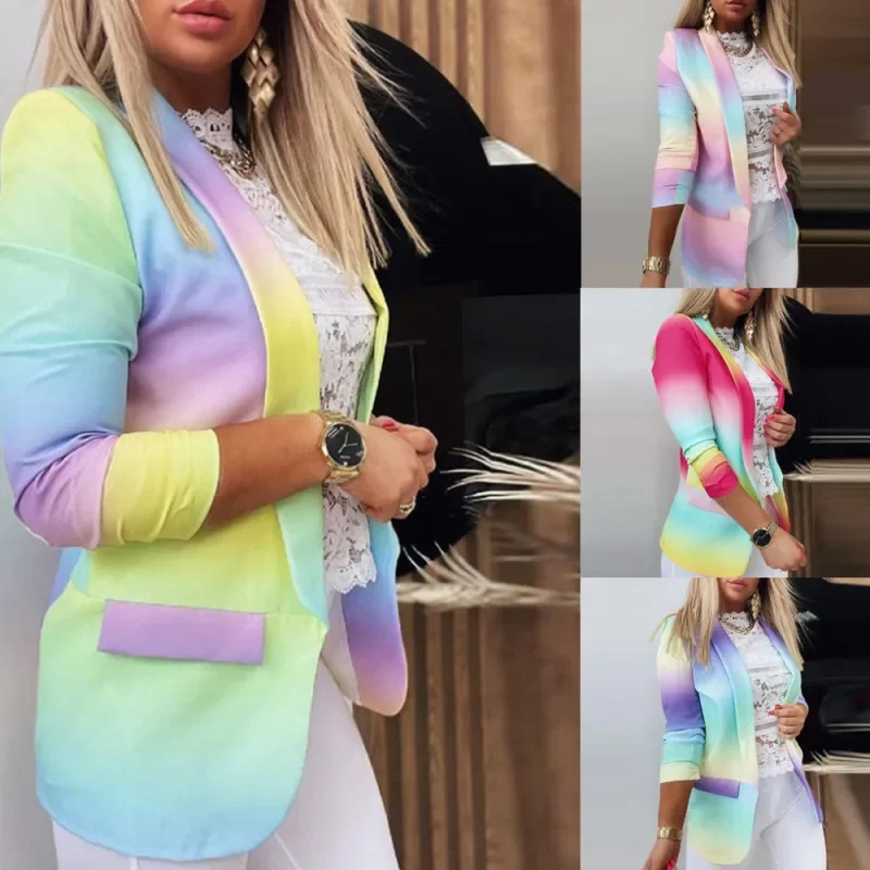 Women Fashion Long Sleeve Tie-Dye Printed Blazers Women's Boutique Suit